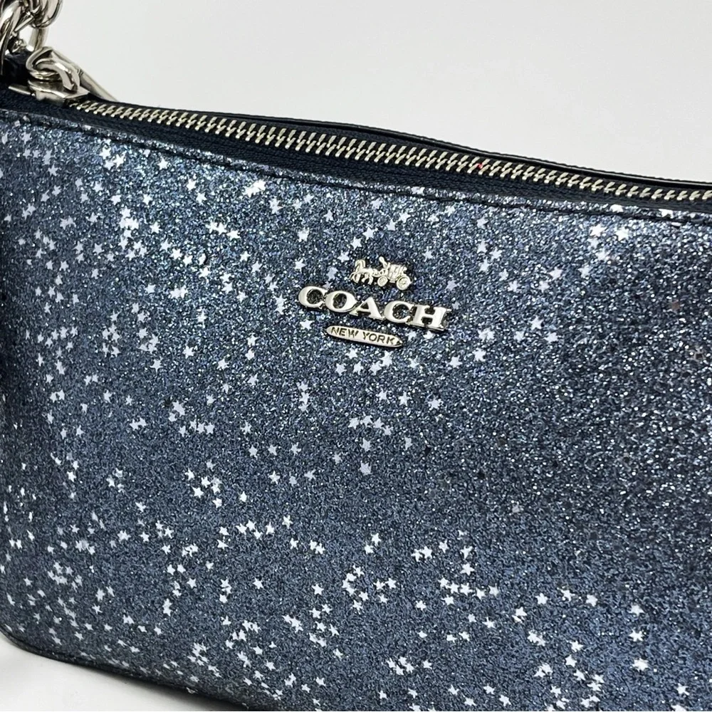 Coach Top Handle Pouch With Star Glitter Crossgrain Leather Bag Crossbody - Picture 3 of 12
